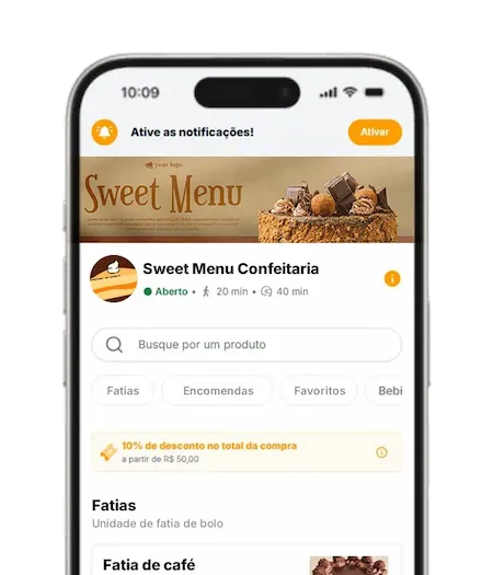 Cardápio digital para confeitaria